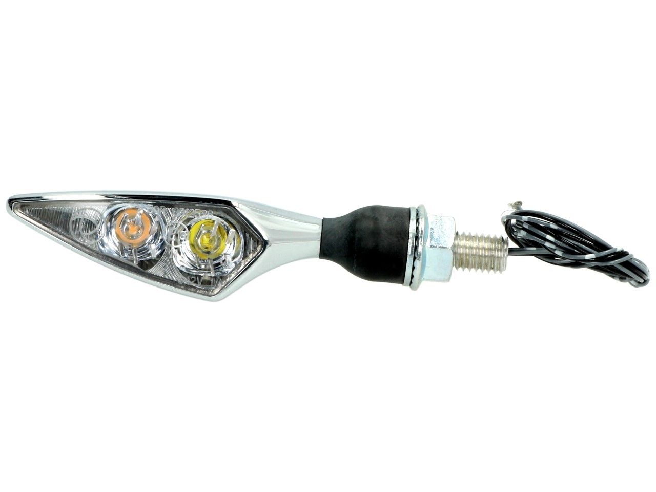 Kellermann Clignotant avec feu de position, Rhombus PL, acier, LED, VR, 12 V, chrome brillant, M8x20