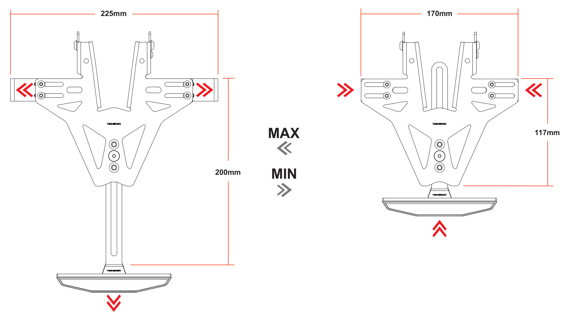 Support de plaque d?immatriculation court avec éclairage pour Ducati SuperSport 950 / S 17-