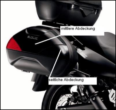 Cache-coffre latéral, noir pour Suzuki V-Strom 650 BJ. 2009-2011/ V-Strom 650 BJ. 2004-2008