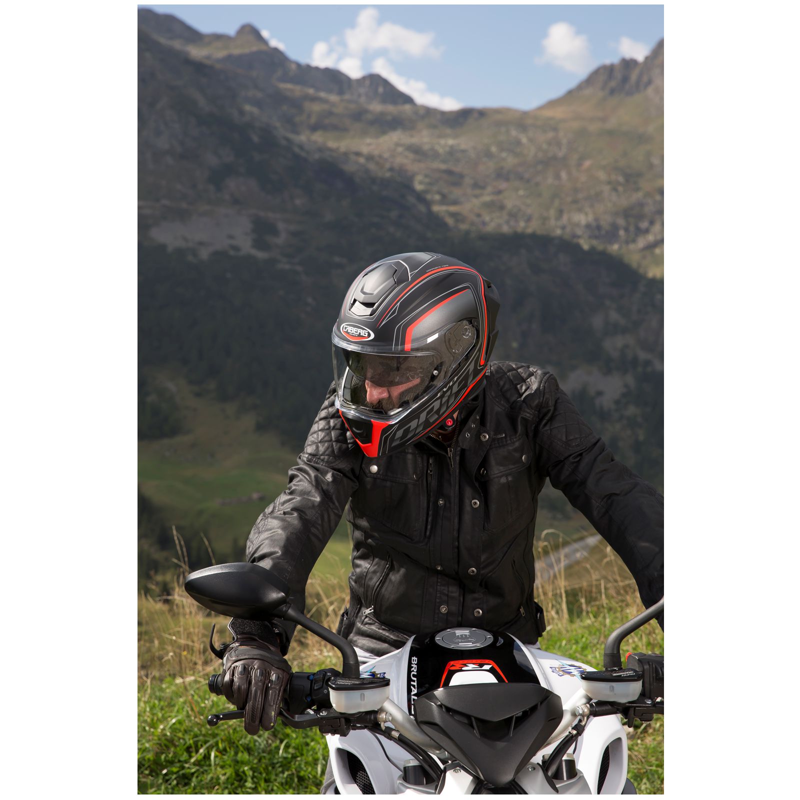 Caberg casque Drift Evo Integra, noir mat/gris-fluo rouge