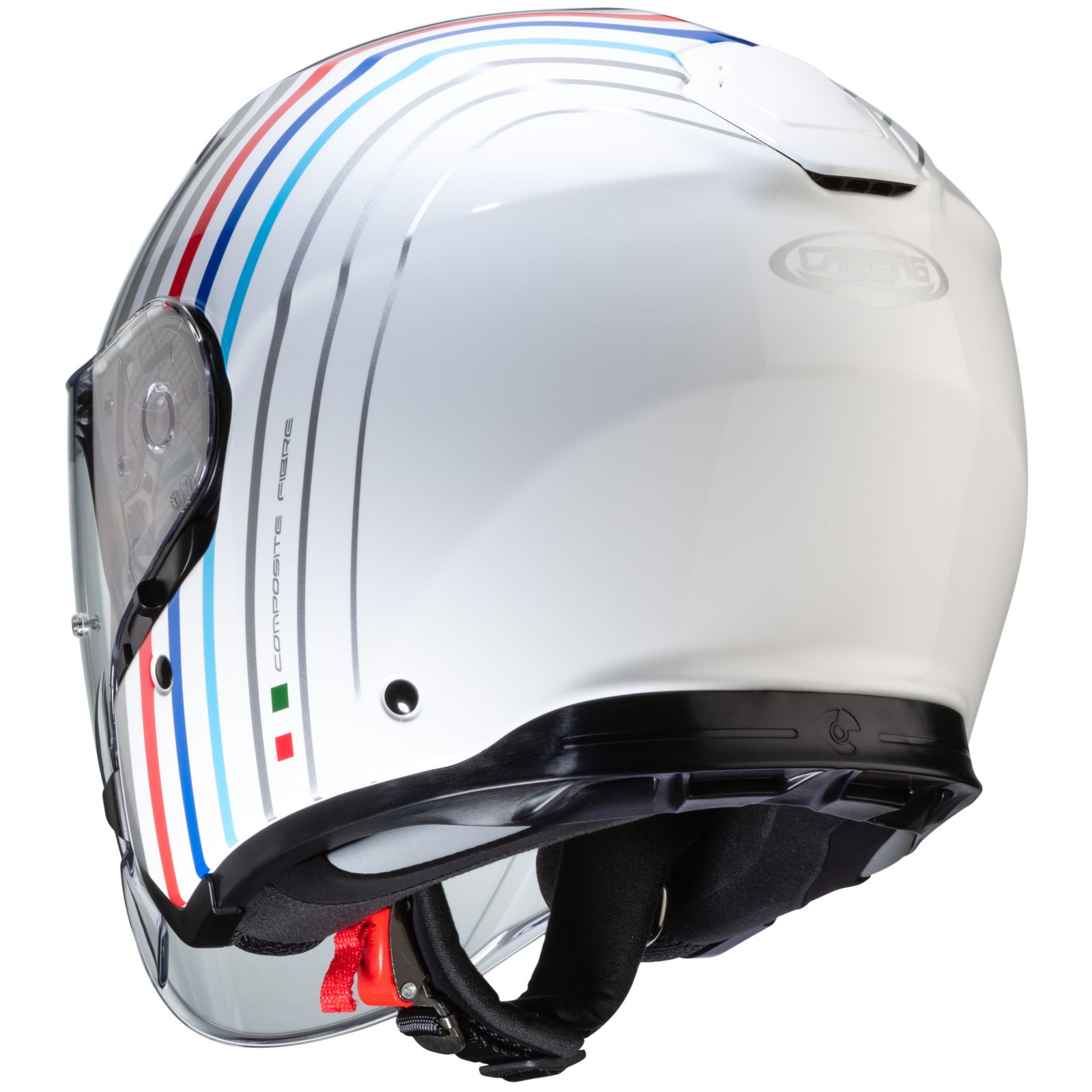 Caberg casque Flyon Bakari, blanc/argent-bleu-rouge