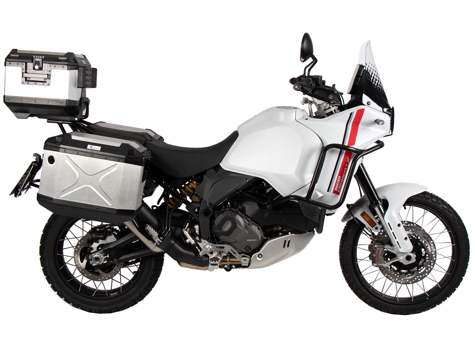Kit de support de valises Cutout support incl. kit de valises Xplorer Cutout argent pour Ducati Desert X (22-)