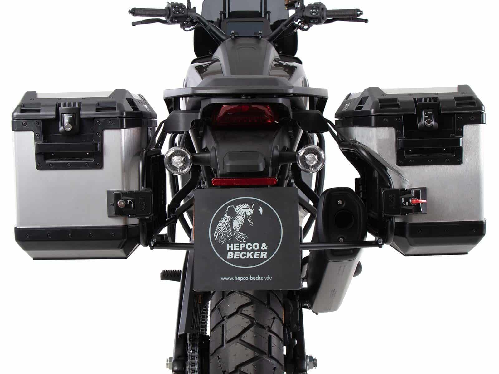 Kit de support de valises Cutout y compris kit de valises Xplorer Cutout argent pour Harley Davidson Pan America (21-)