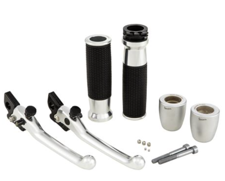 Kit guidon, aluminium anodisé, set poignées, leviers et embouts de guidon pour Vespa GTS