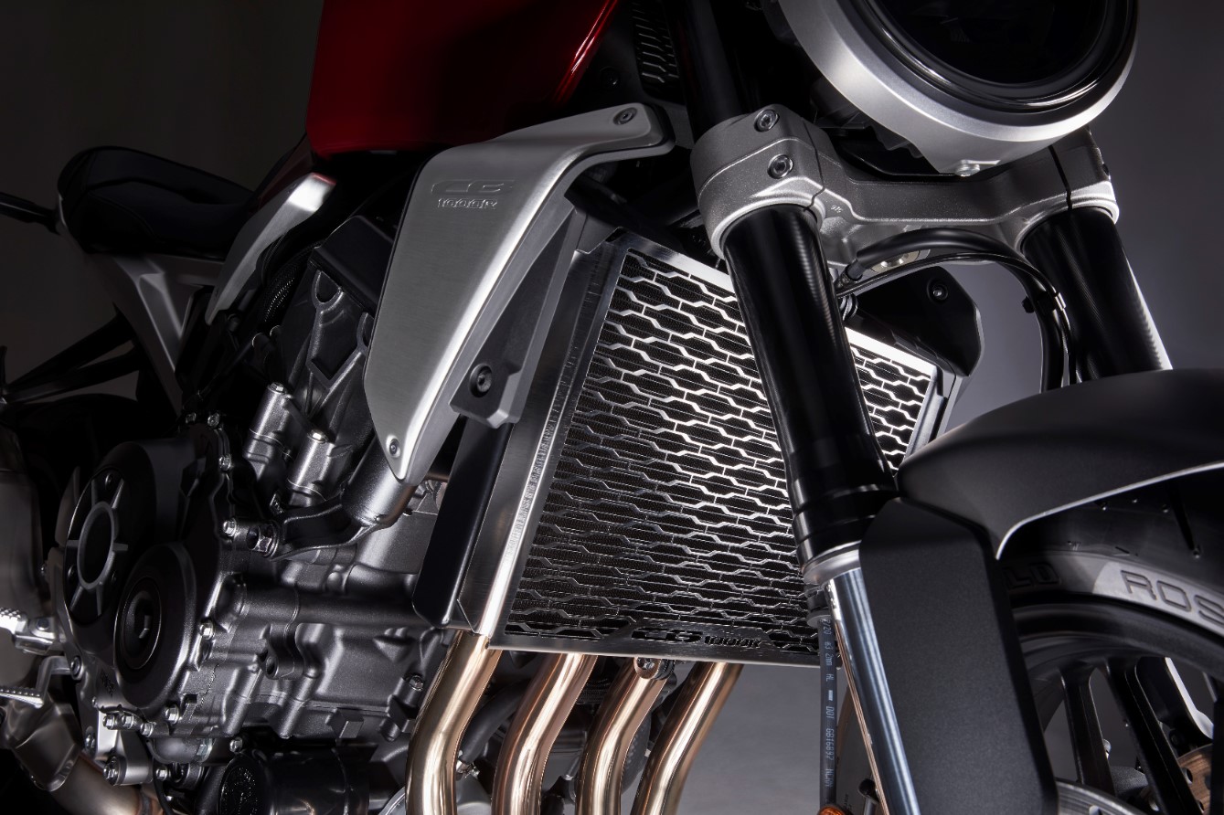 Carénage de radiateur (argent) en acier inoxydable avec logo CB pour Honda CB1000R 2021-