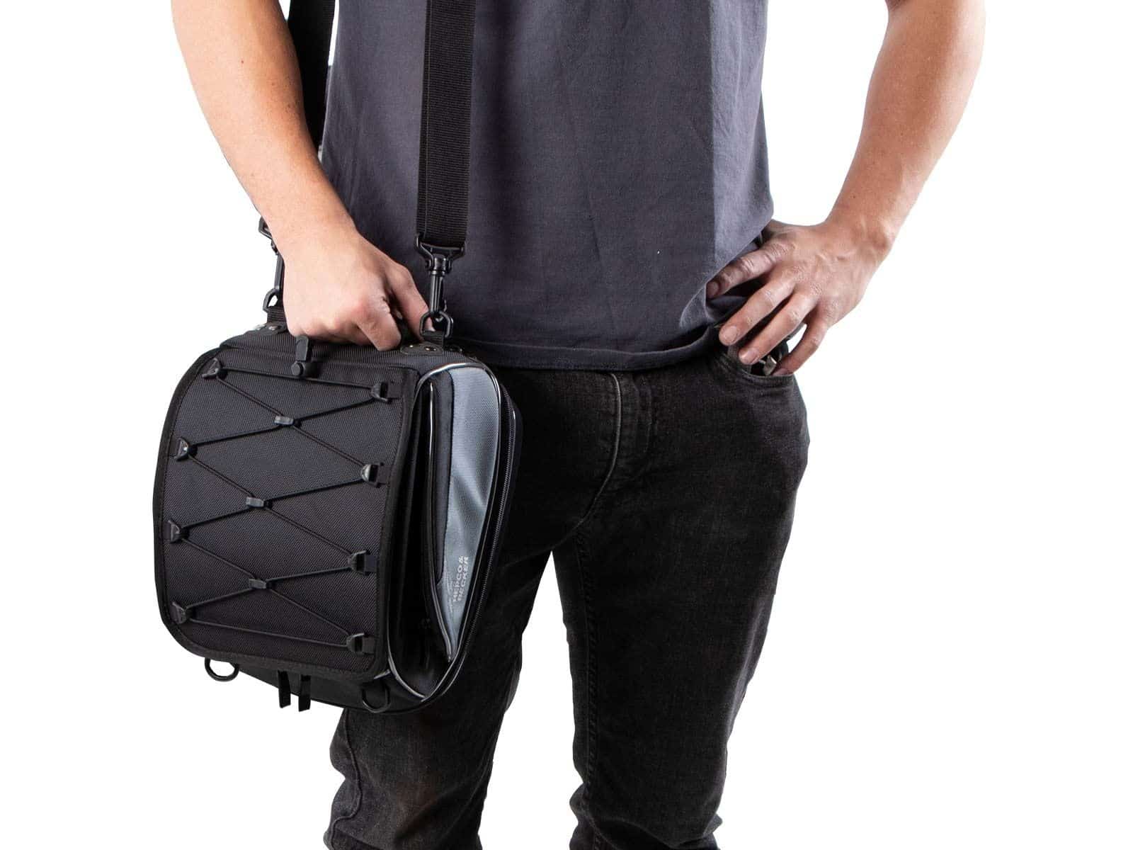 Sacoche arrière Street noire, fixation universelle de la ceinture, Hepco & Becker