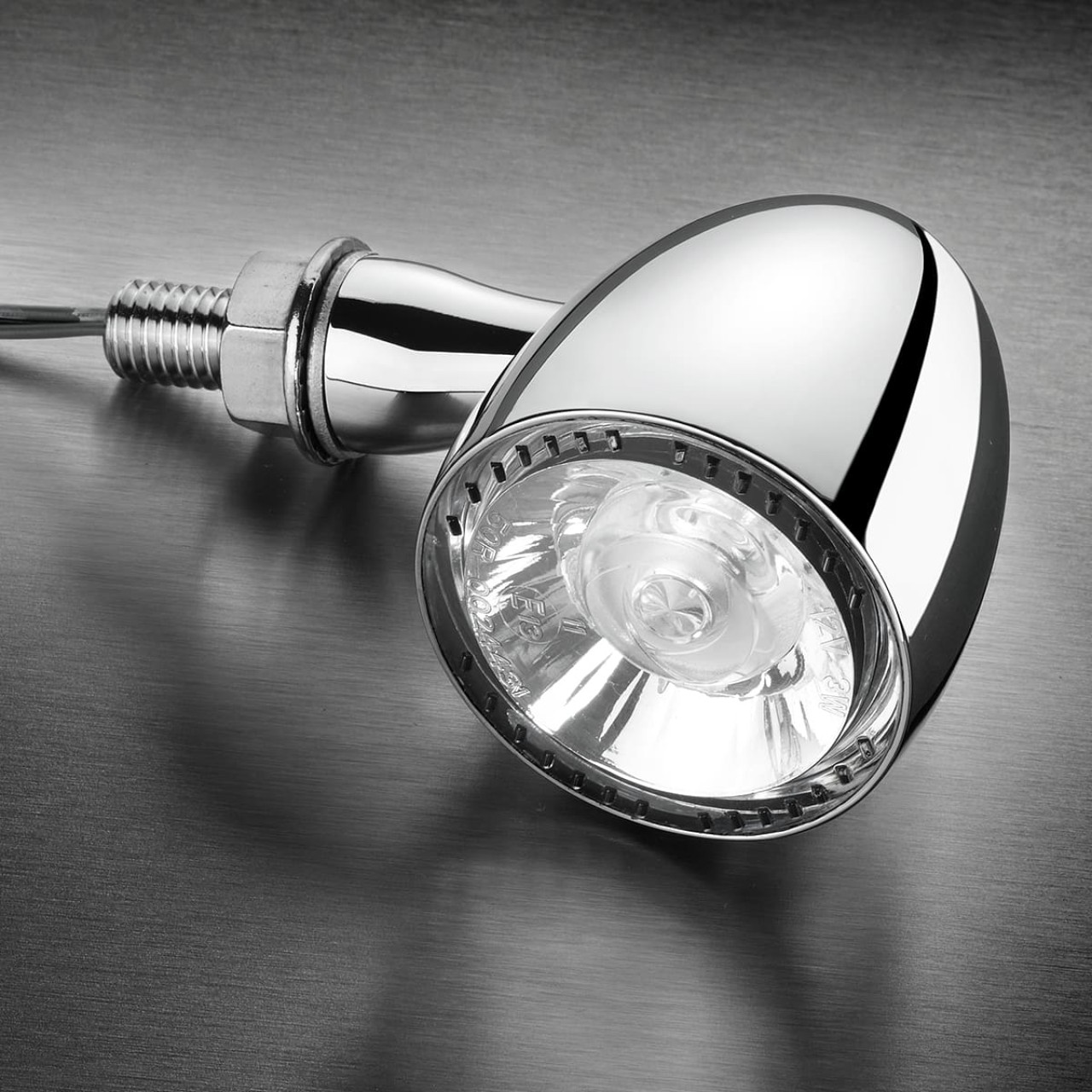 Clignotant Kellermann avec feu de position, Bullet 1000 PL white, acier, LED, VL/VR, 12 V, chrome brillant