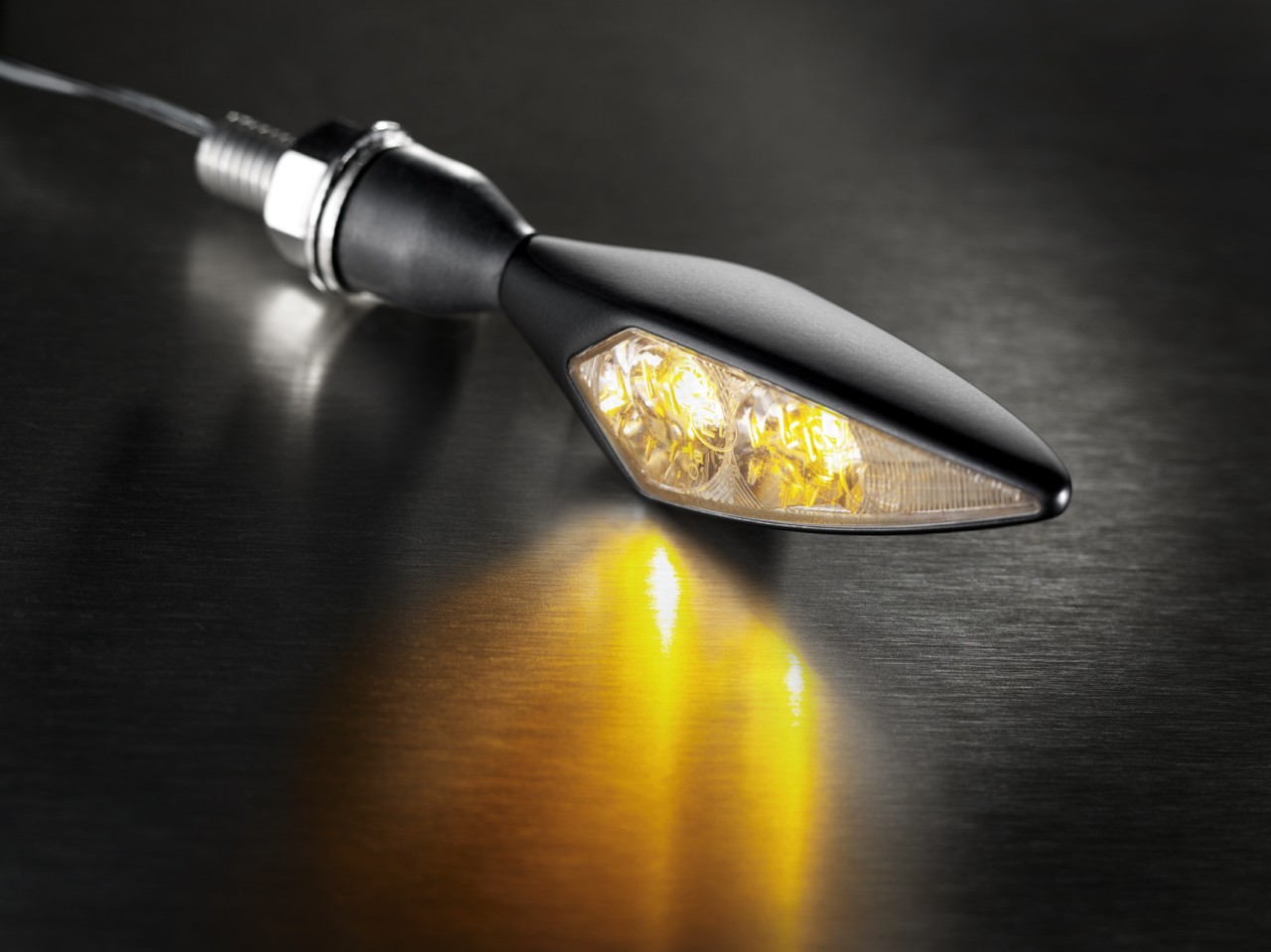 Clignotant Kellermann, Rhombus Extreme, acier, LED, VL/HR, 12 V, noir satiné, M8x20, homologué E