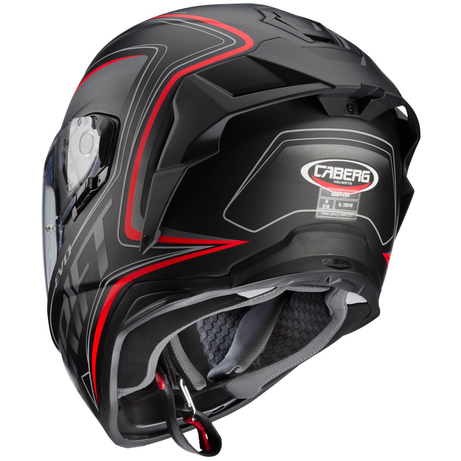 Caberg casque Drift Evo Integra, noir mat/gris-fluo rouge
