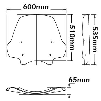 Pare-brise haut, inclinable - hauteur 510 mm pour BMW R 1200 R (11-14), clair