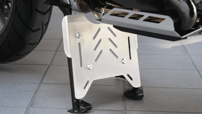 Plaque de protection en aluminium pour béquille principale d'origine pour BMW R 1200 GS Adventure (14-18) Hepco & Becker