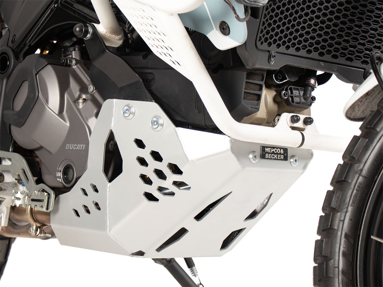 Plaque de protection moteur argentée pour Ducati DesertX (22-) Hepco & Becker
