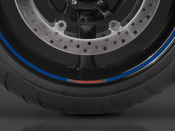 Jeu d'autocollants décoratifs pour jantes pour modèles Honda, bleu