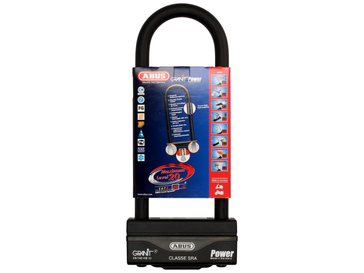 Antivol à arceau ABUS 260x83 Granit Power 58 pour moto, scooter & Vespa