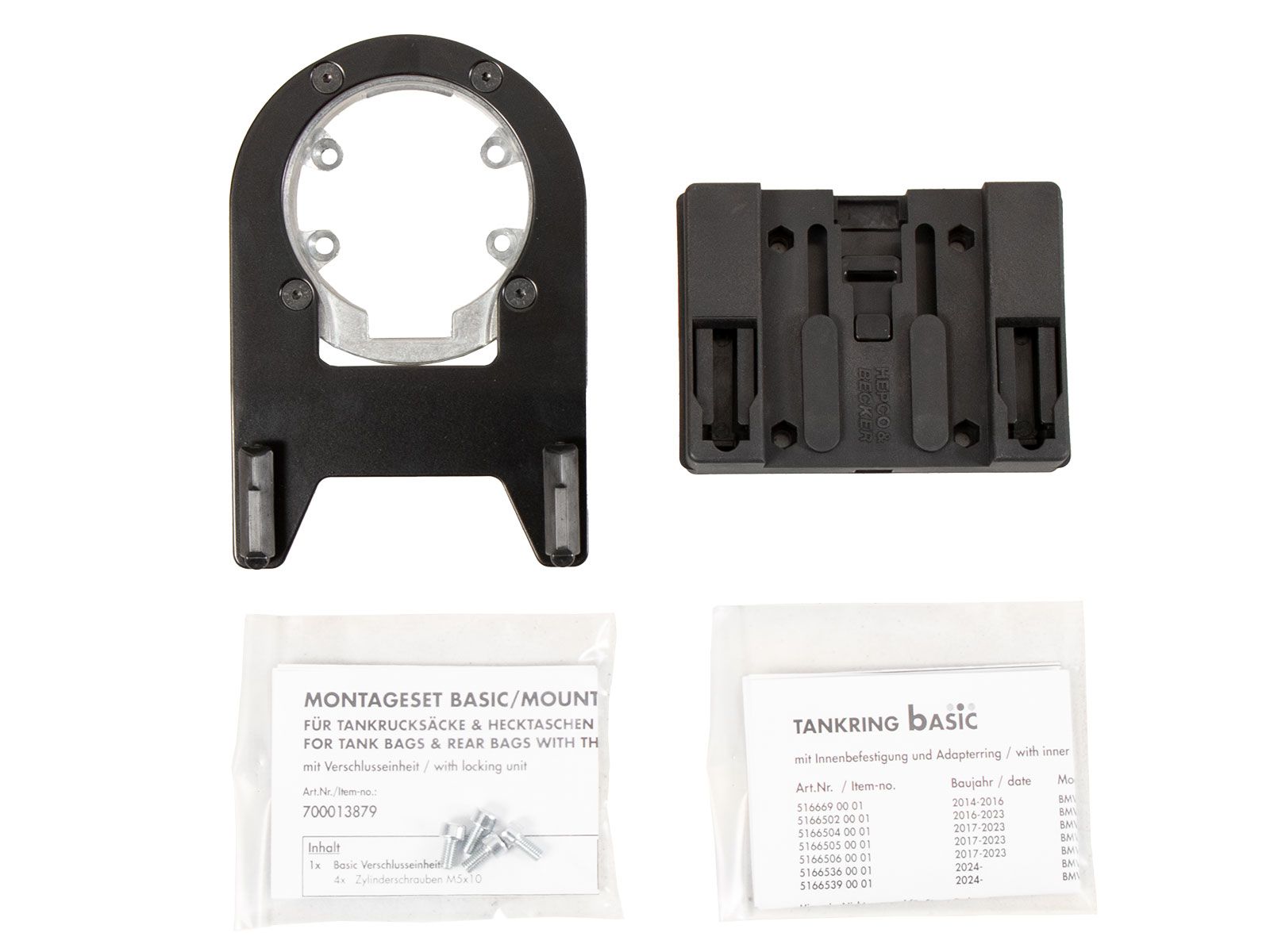 Anneau de réservoir Basic avec unité de fermeture de la sacoche de réservoir pour BMW R nineT Racer (17-20) Hepco & Becker