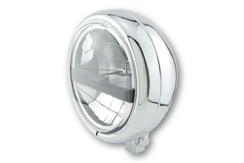 HIGHSIDER pro 5 3/4 pouces Phare Pecos type 5 LED chrome E-approuvé (1pc)
