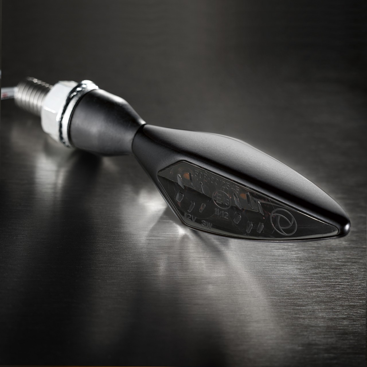 Clignotant Kellermann, Rhombus Extreme, acier, LED, VL/HR, 12 V, noir satiné, M8x20, homologué E