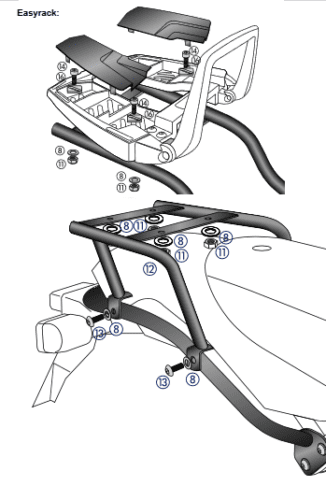 Support de top case Easyrack noir pour BMW HP2 /Enduro/Megamoto (05-08) Hepco & Becker