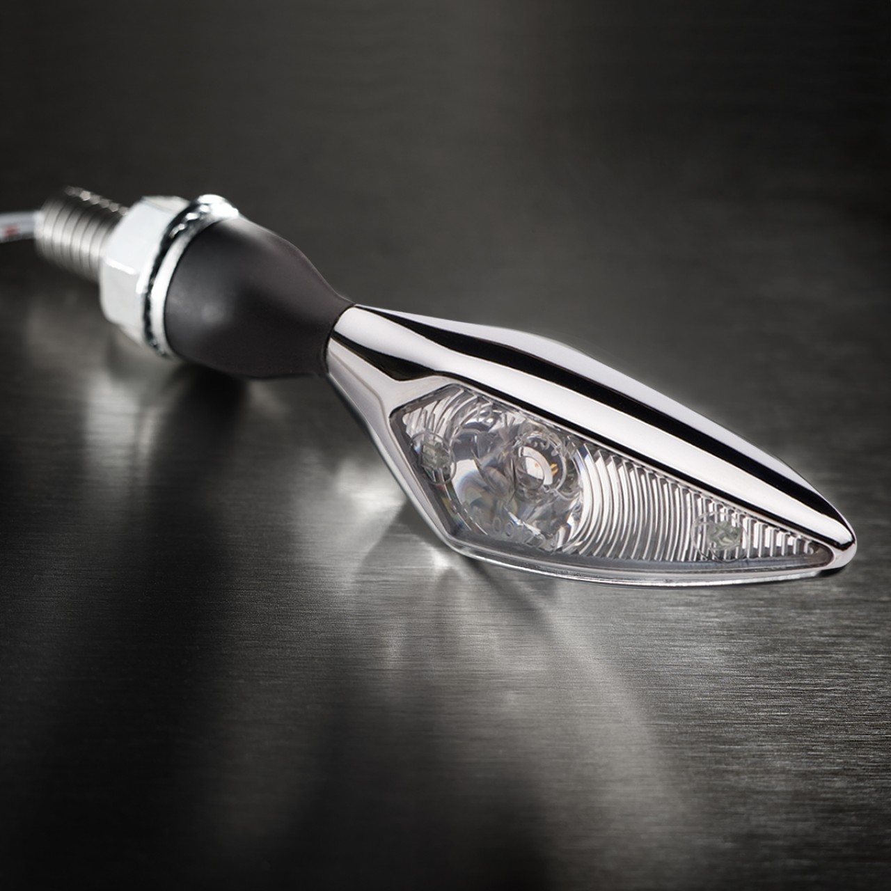 Clignotants Kellermann, losange, acier, LED, VL/HR, 12 V, chrome brillant, M8x20, homologués E