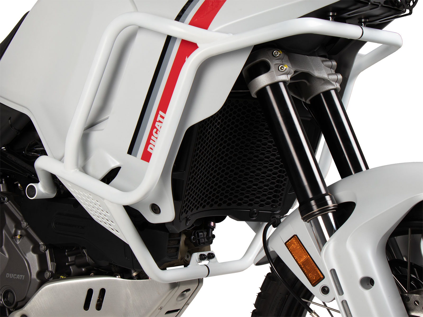 Arceau de protection de réservoir blanc pour Ducati DesertX (22-) d'origine Hepco & Becker