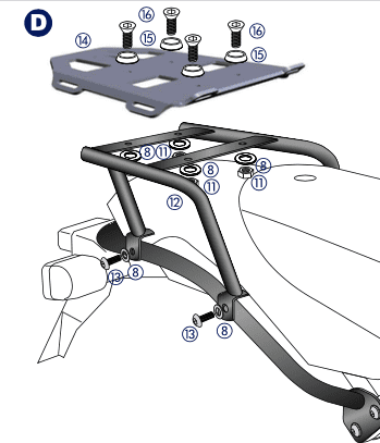 Porte-bagages arrière souple Minirack noir pour BMW HP2 /Enduro/Megamoto (05-08) Hepco & Becker