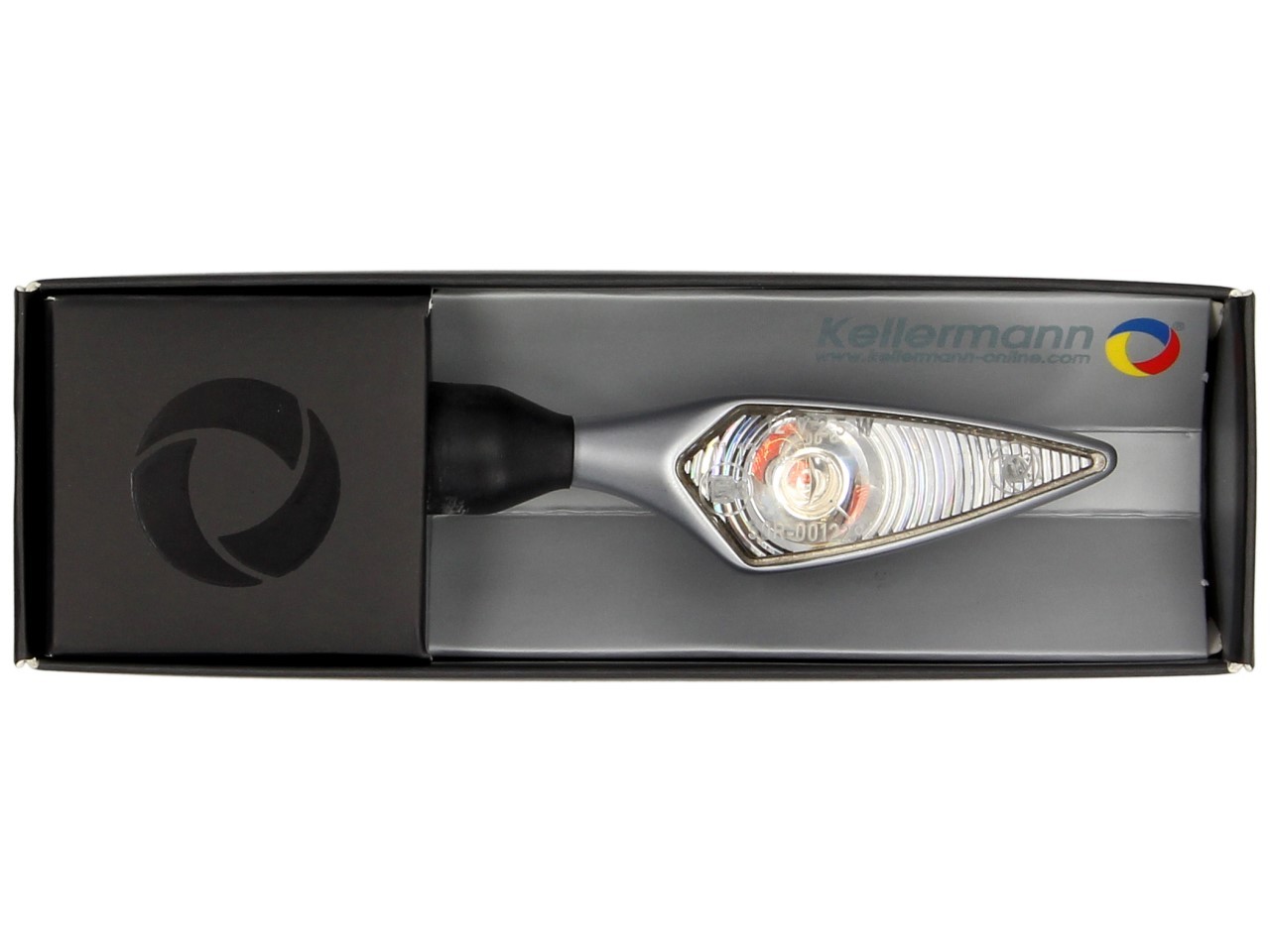 Clignotants Kellermann, losange, acier, LED, VL/HR, 12 V, chrome mat, M8x20, homologués E