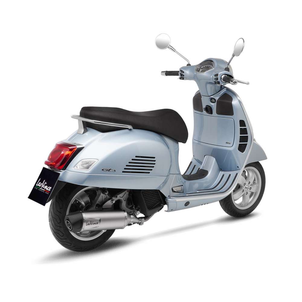 LeoVince système d'échappement SBK Nero pour Vespa GTS 125 /Super, acier inoxydable noir, expertise E, Euro5