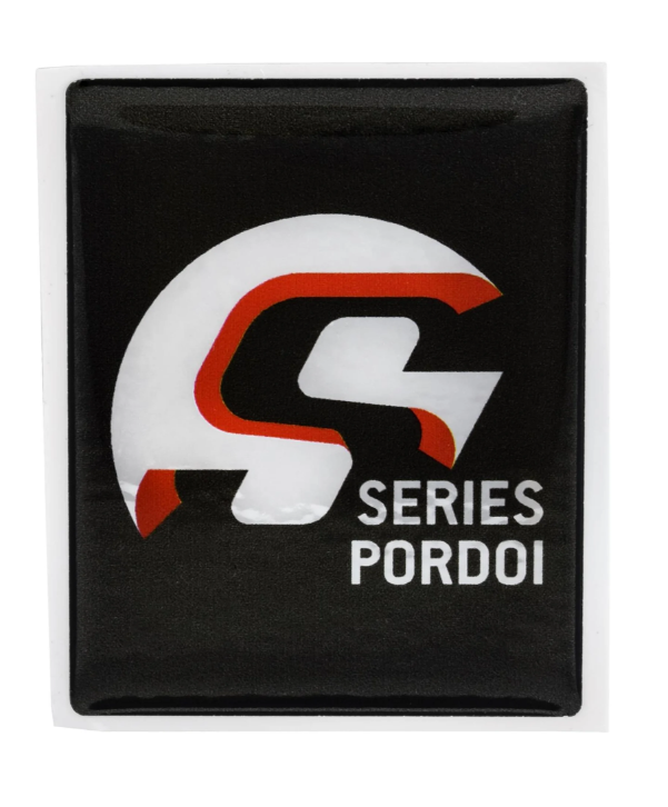 Emblème Vespa "SIP SERIES PORDOI" cascade à 4 coins, noir/argenté