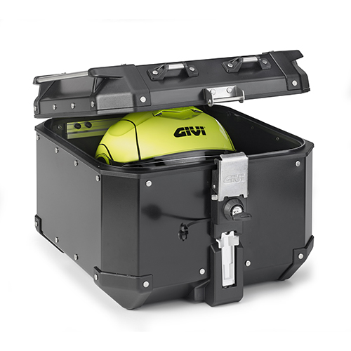 Trekker Outback 42 litres MONOKEY Valise Topcase aluminium noir Givi