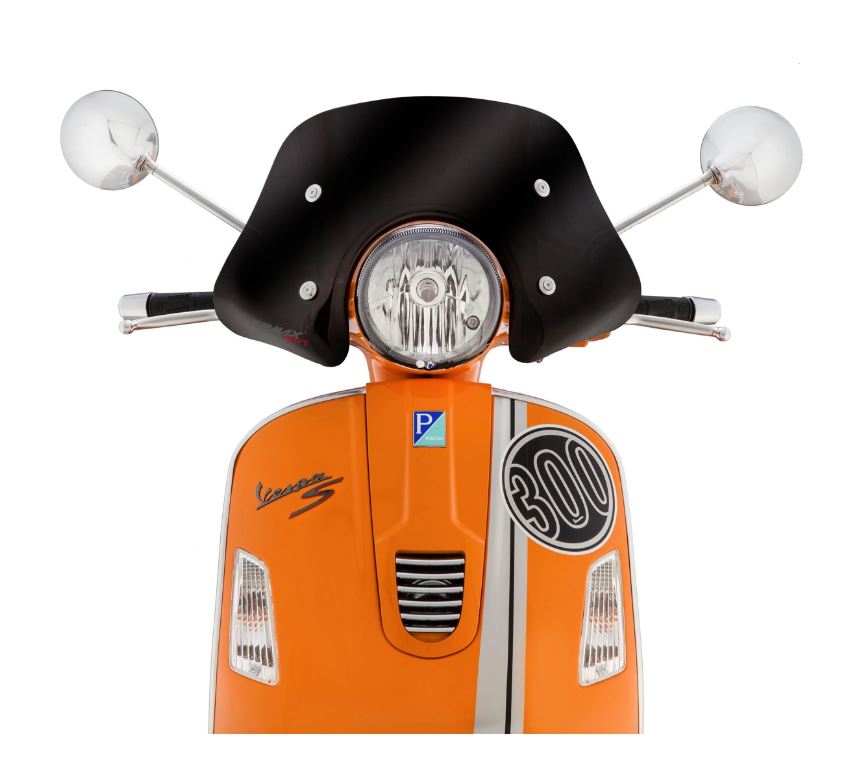 Flyscreen ERMAX Piccolo H 160 mm pour Vespa GTS/GTS Super/GT/GT L (-22), teinté noir