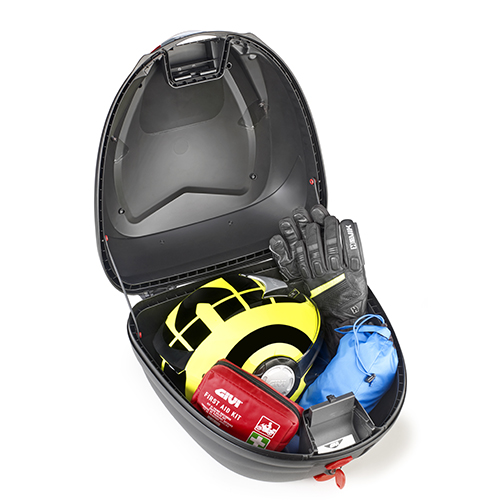 B330 TECH Topcase MONOLOCK noir avec réflecteurs transparents et plaque d'origine Givi
