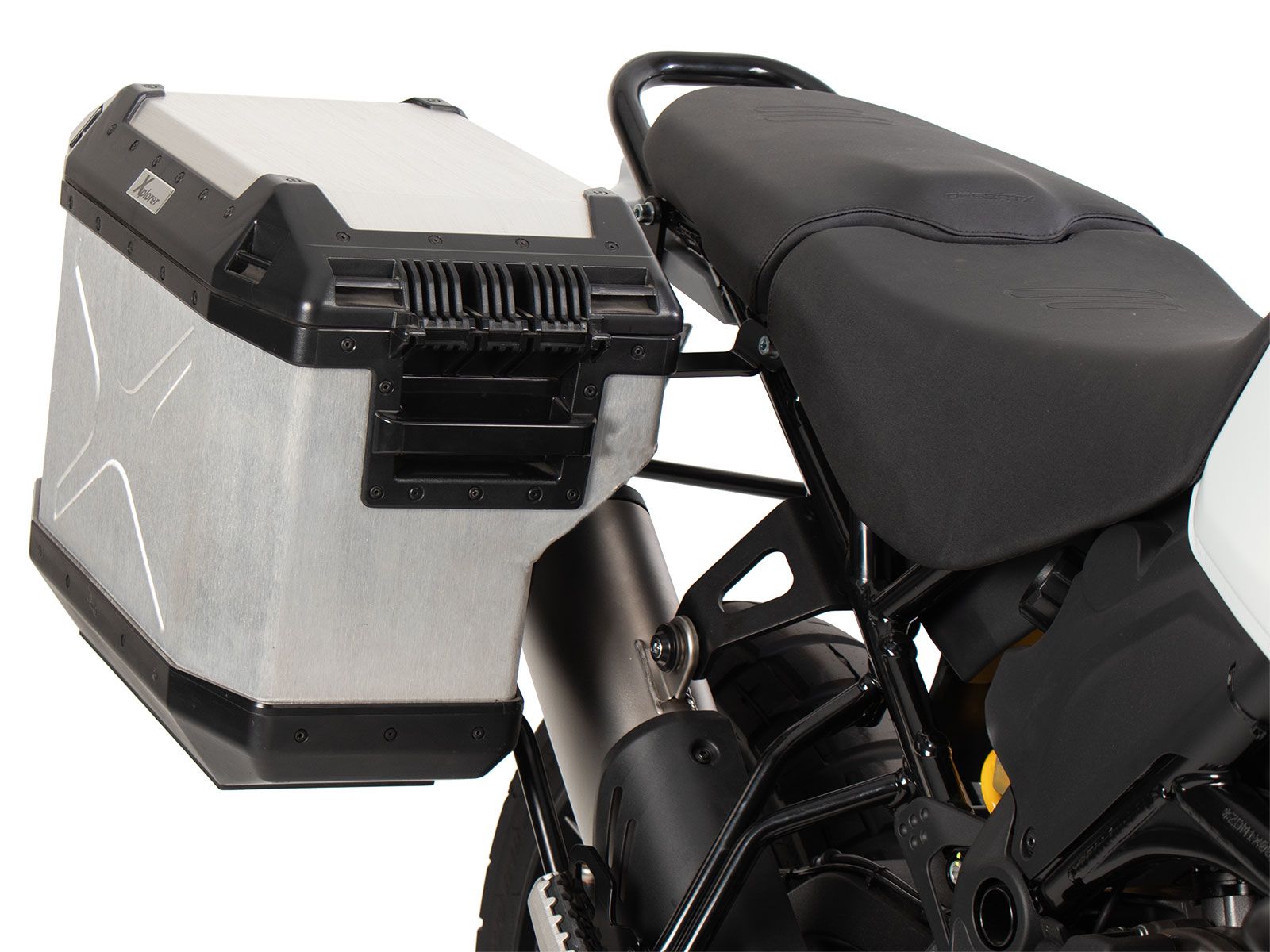 Kit de support de valises Cutout support incl. kit de valises Xplorer Cutout argent pour Ducati Desert X (22-)