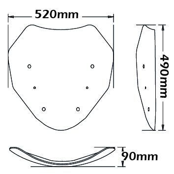 Bulle pour support d'origine - hauteur 490 mm pour BMW R 1200 RT /R 1250 RT