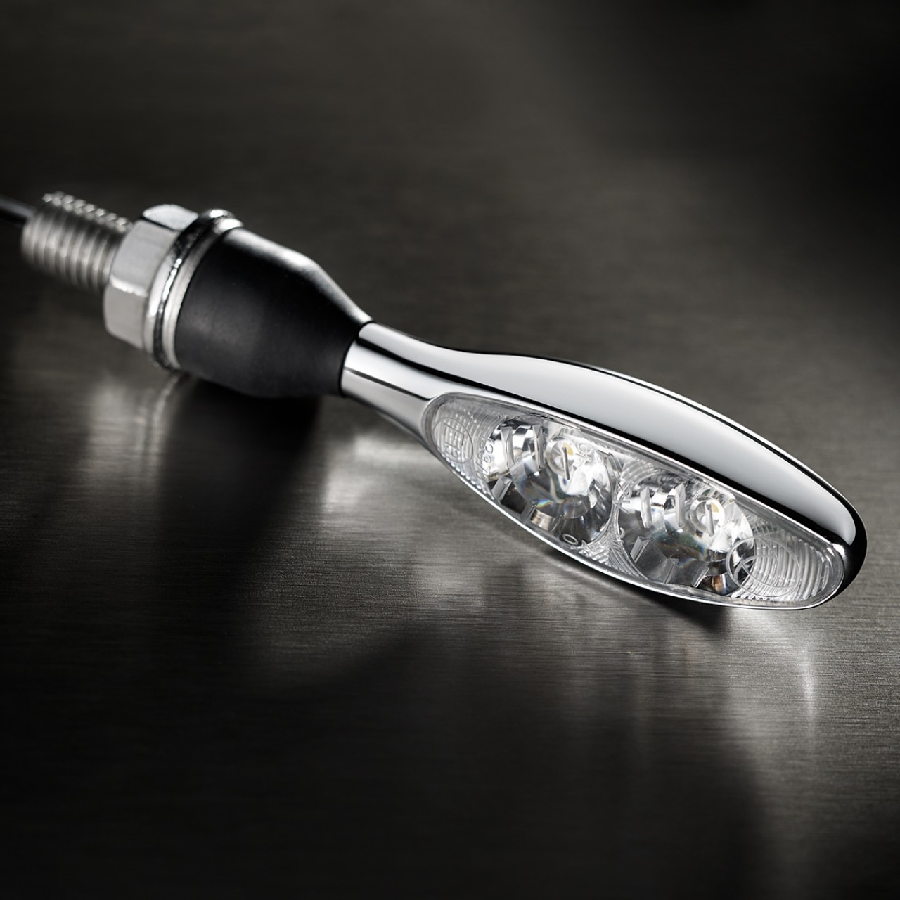 Clignotant Kellermann avec feu de position, Micro 1000 PL, acier, LED, VL/VR, 12 V, chrome brillant, M8x20