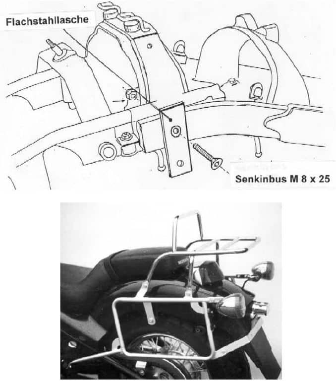 Porte-bagages tubulaire support de top case et porte-bagages latéraux chromé pour Honda VT 600 C (88-00)