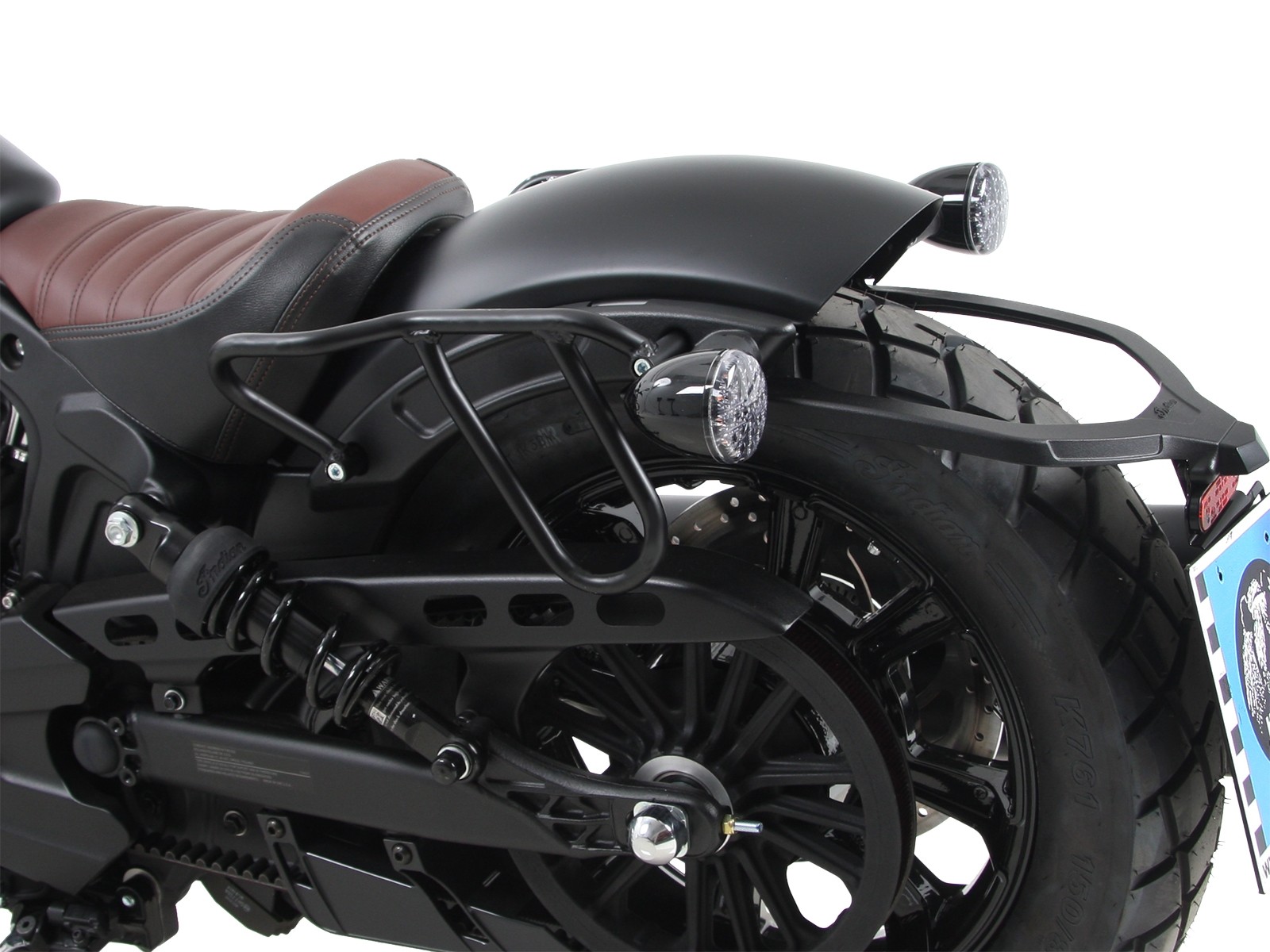 Porte-sac en cuir Cutout noir pour Indian Scout Bobber (2017-)