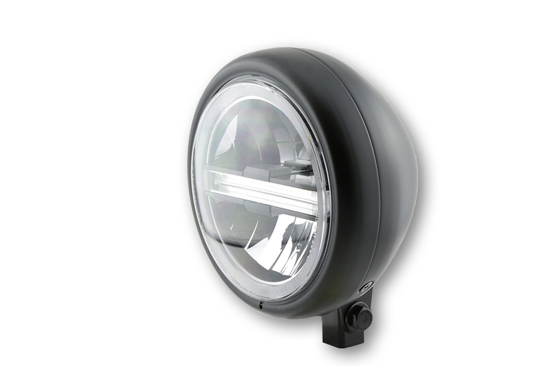 HIGHSIDER pro 5 3/4 pouces Phare Pecos type 6 LED noir Fixation inférieure, Avec TFL