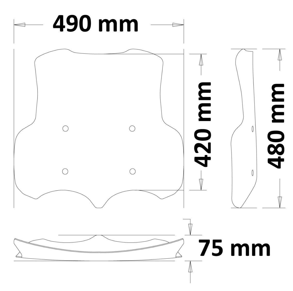 Pare-brise - hauteur 480 mm pour Moto Guzzi V 85 TT (19-23)