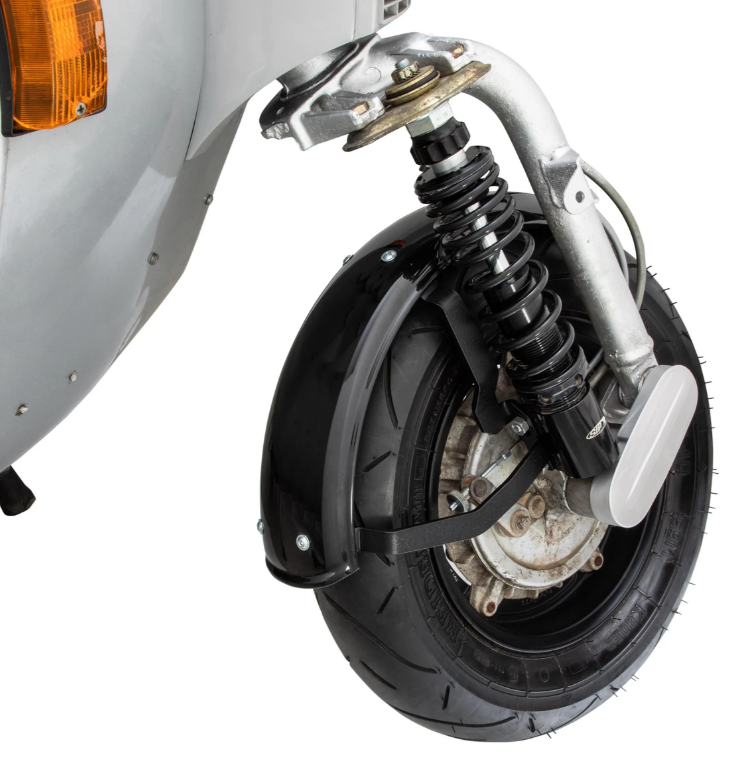 Aile 2.0 Garelli pour Vespa PX 80-200ccm, métal noir brillant, support noir