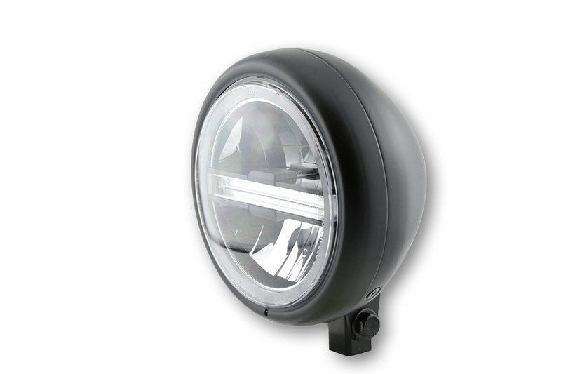 HIGHSIDER pro 5 3/4 pouces Phare Pecos type 6 LED noir mat Avec TFL, E-approuvé (1pc)