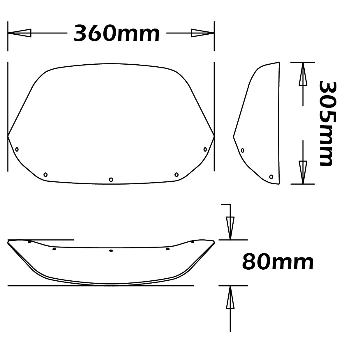 Pare-brise - hauteur 305 mm pour Honda Africa Twin 750
