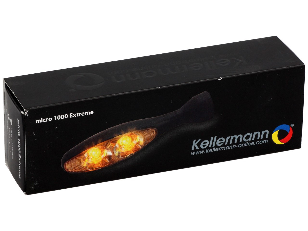Clignotant Kellermann, Micro 1000 Extreme, acier, LED, V/H, G/D, 12 V, noir satiné, M8x20
