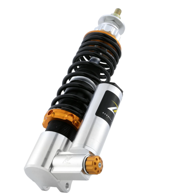 Amortisseur avant ZELIONI pour Vespa ET2/ET4/LX/LXV/S 50-150ccm, argent/orange/noir