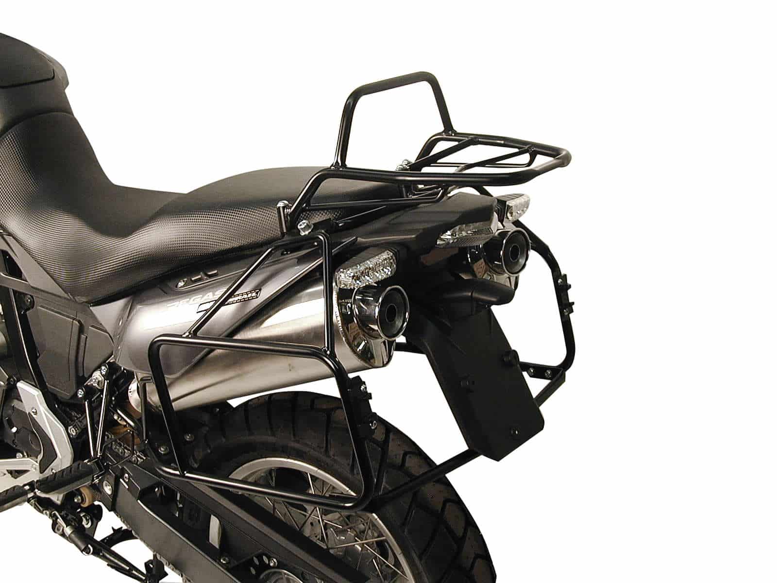 Porte-bagages tubulaire Topcase noir pour Aprilia Pegaso 650 Strada/Trail (05-09) Hepco & Becker