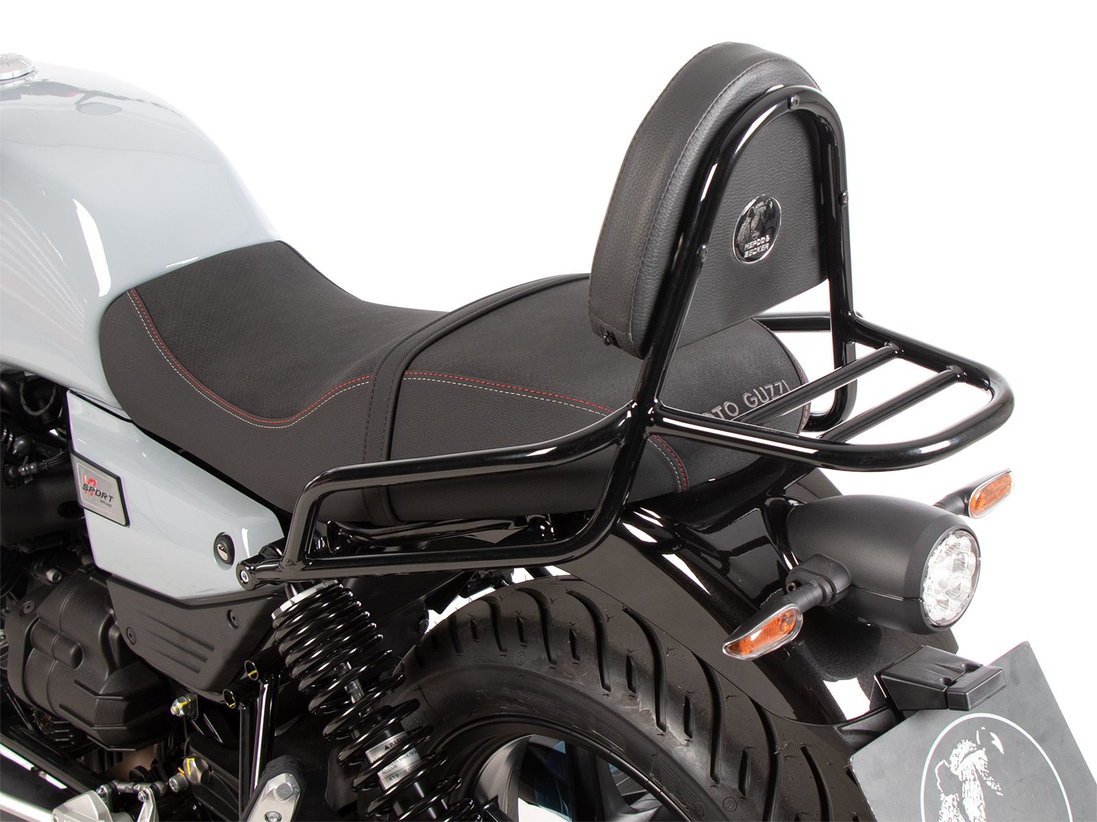 Sissybar avec porte-bagages noir pour Moto Guzzi V7 850 Sport (25-) Hepco & Becker