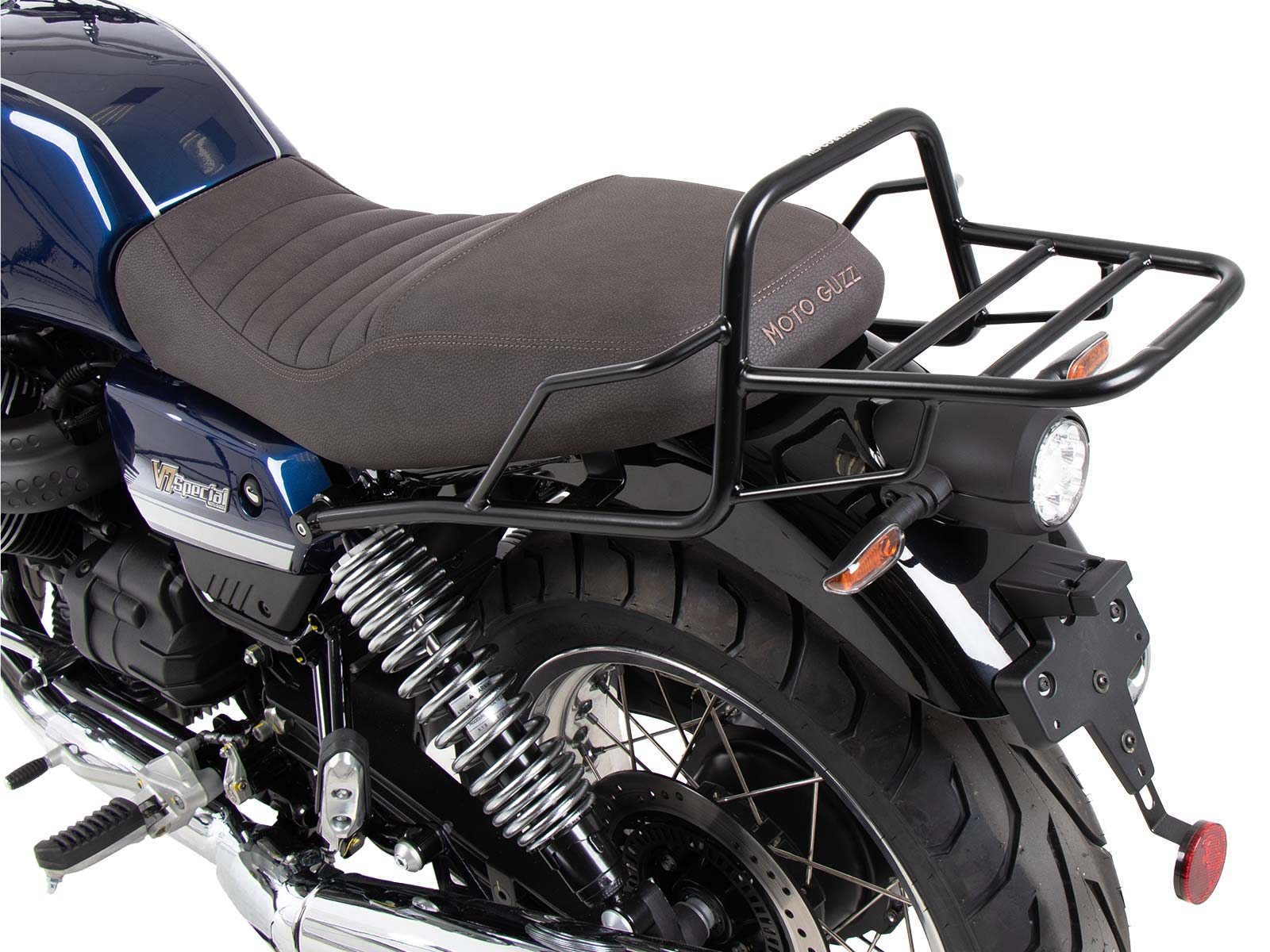 Pont à bagages tubulaire Support de top case noir pour Moto Guzzi V7 850 Stone Corsa (2024) Original Hepco & Be