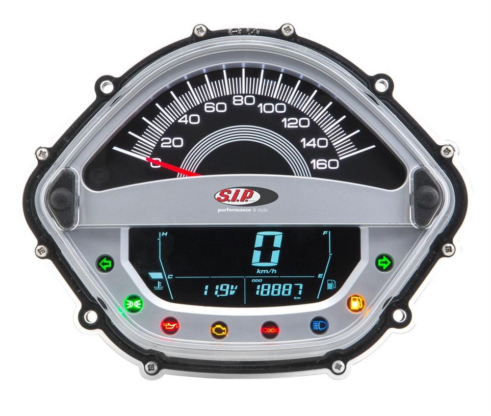 Compte-tours/tachymètre pour Vespa GTS/GTS Super 125-300ccm ('14-'16), argenté