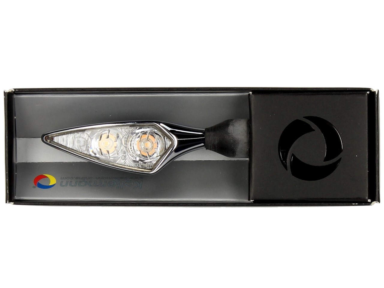 Clignotants Kellermann, Rhombus Extreme, acier, LED, VR/HL, 12 V, chrome brillant, M8x20, homologués E