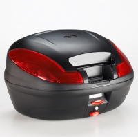 E470 Simply III Topcase MONOLOCK noir avec réflecteurs rouges et plaque sans housse d'origine Givi
