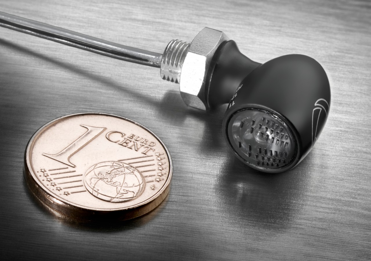 Clignotant Kellermann, Atto, aluminium, LED, V/H, G/D 12 V, noir satiné, M5x0,5x6,5
